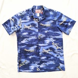 Men's Hawaiian cotton shirt II World War planes